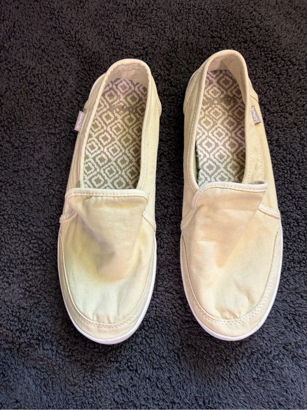 Sanuk Women's Canvas Slip-On Moccasins in Light Beige
